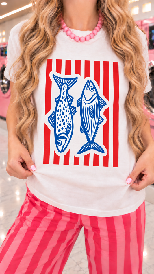 Polera estampada corta sardinas