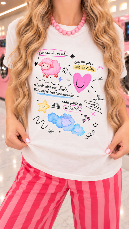 Polera estampada corta mi historia & tu historia